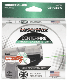 LaserMax GSP365G for Sig P365 features a green laser beam.